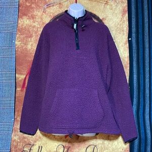 PINK Victoria’s Secret-violet long sleeve 1/4-zip front pocket fleece jacket